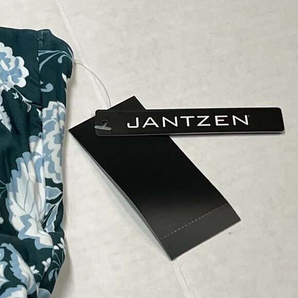 Jantzen Swimsuit Womens 8 Green Floral One Piece Preppy Beach Vacation Tropical - Picture 3 of 5